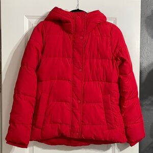 Abercrombie & Fitch Hooded Ultra Puffer in Cherry Red Winter Jacket Size Medium
